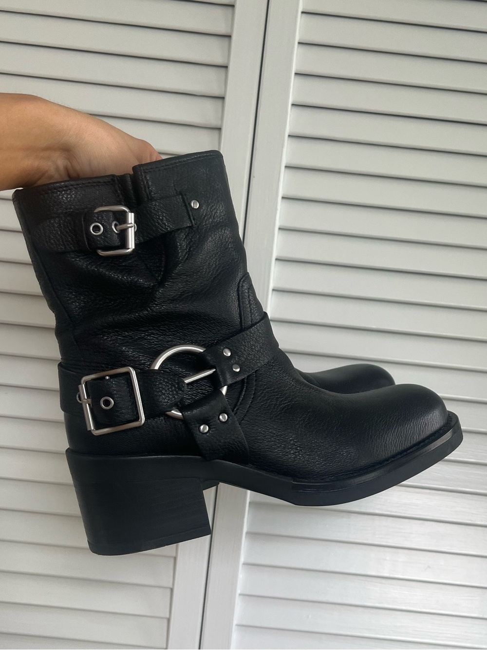 Kenneth Cole Black Leather Biker Boots